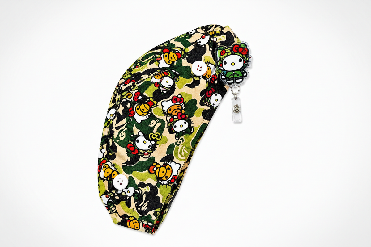 Camo Kitty Scrub Cap Set