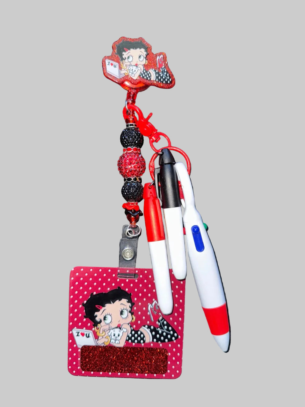 Red Cartoon Badge Reel + Badge Buddy