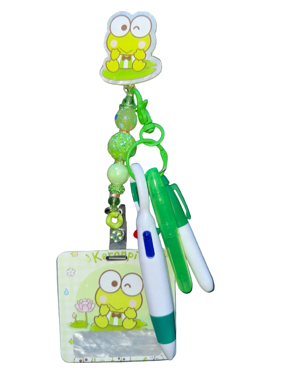 Green Frog Badge Reel + Badge Buddy