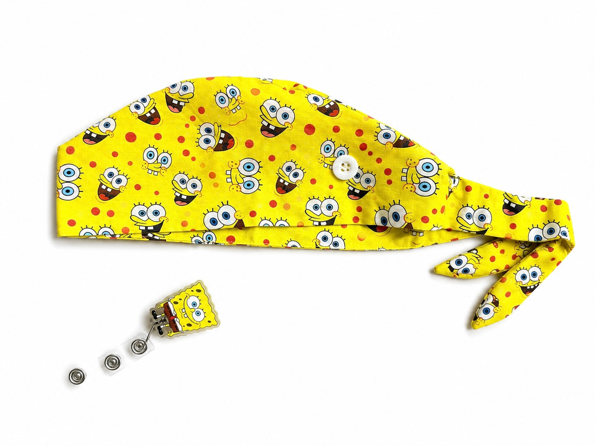 SpongeBob Scrub Cap & Matching Badge Reel Set