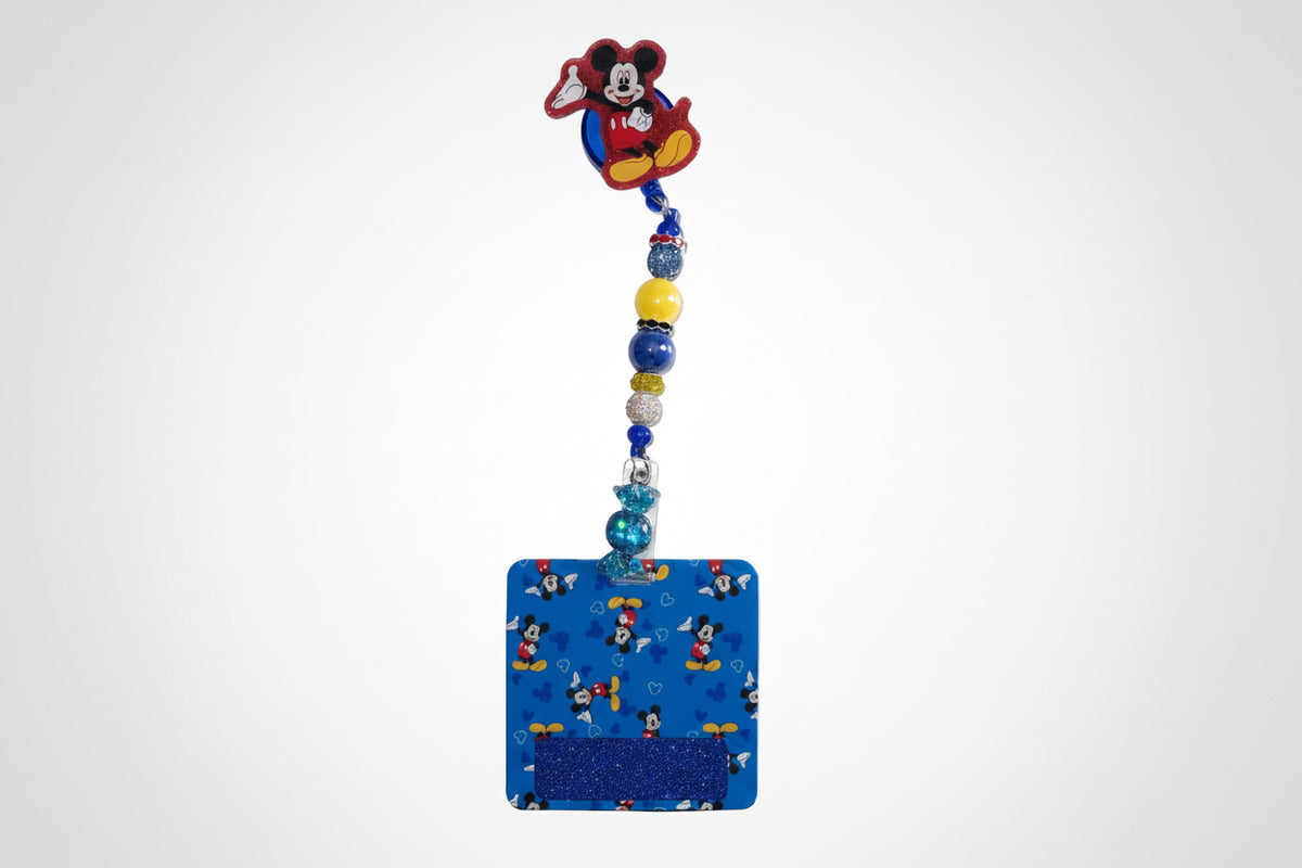 Mickey Blue Character Badge Reel & Badge Buddy Set